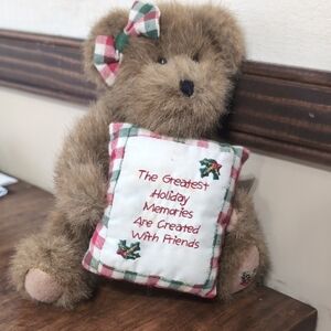 Plaid Holiday Teddy Bear with Pillow